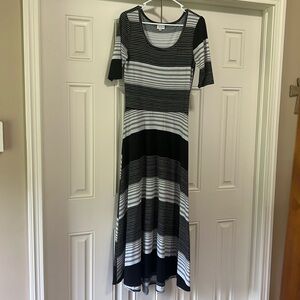 LuLaRoe Ana Dress size medium black, white, gray stripes